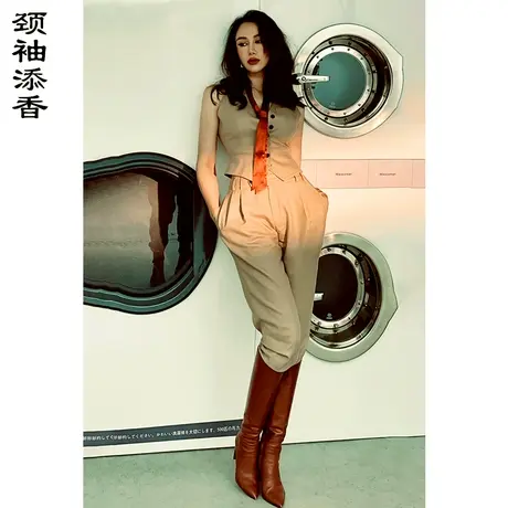 颈袖添香2023春秋时尚气质女神范职业装时尚马甲套裤两件套图片