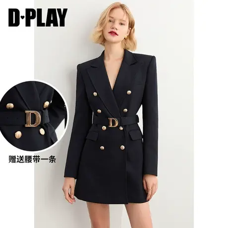 DPLAY【黑标】秋装季新藏蓝长袖西装高级感女士职业连衣裙图片