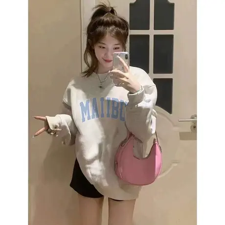 美式复古hiphop卫衣女春秋薄款设计感小众宽松慵懒风oversize外套图片