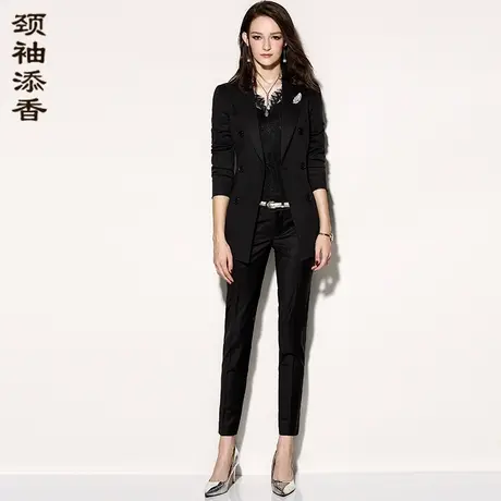 颈袖添香2023黑色西装套装女气质修身西服女正装通勤ol时尚图片