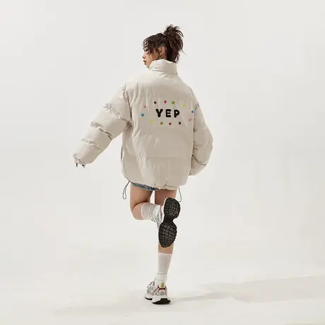 YEP复古立领面包服棉服女加厚冬季外套2023新款美式潮牌宽松棉衣图片