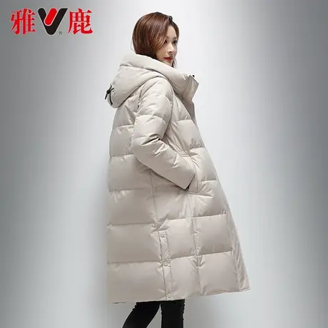 雅鹿白色连帽羽绒服女中长款2022冬季新款时尚宽松保暖外套高端潮图片