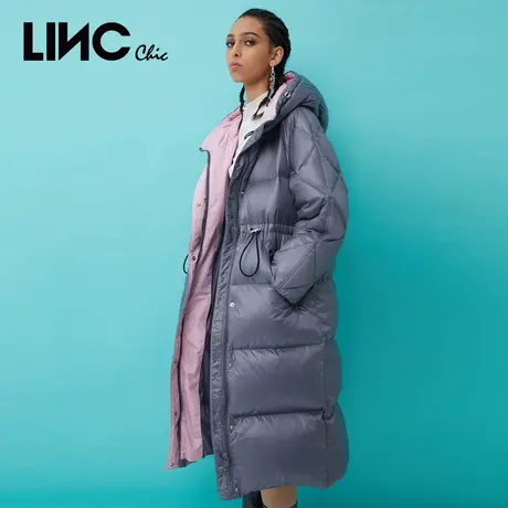 商场同款LINC金羽杰2023冬新款反季羽绒服女加厚连帽鸭绒长款过膝图片
