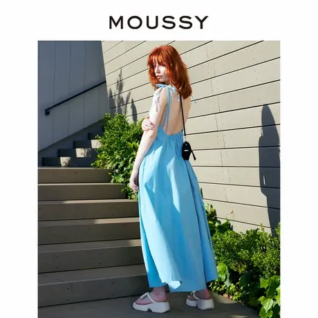 【明星同款】MOUSSY 度假风清爽大露背吊带连衣裙女010GSS30图片