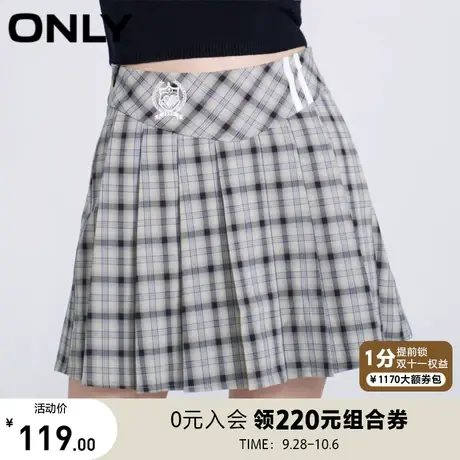 ONLY奥莱春夏百搭学院风减龄格纹宽松短裤休闲裤女图片