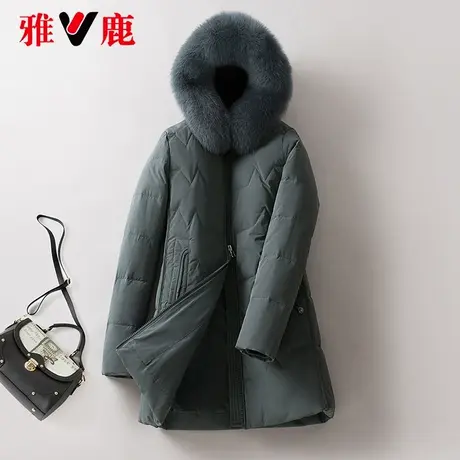 雅鹿大狐狸毛领羽绒服女短款2022冬季新款小个子保暖加厚连帽外套图片
