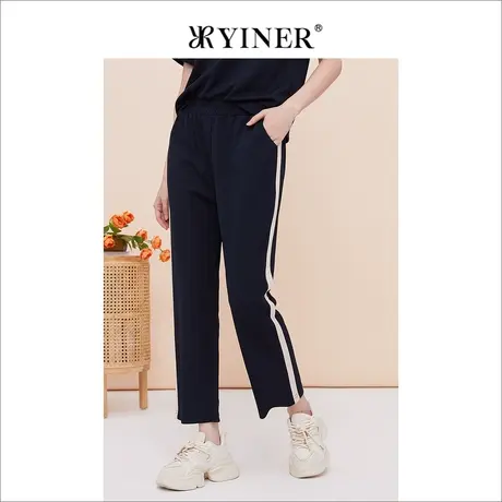 YINER音儿专选女装夏季法式优雅侧边休闲裤运动长裤图片