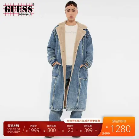 GUESSOriginals25年新款春季女士绒毛牛仔风衣外套-W5RG70D4XY0图片