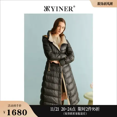 【聚暖白鹅绒】YINER音儿专选女装冬季连帽羽绒服图片