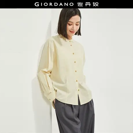 佐丹奴衬衫女装小翻领梭织宽松长袖休闲衬衫 18344607图片