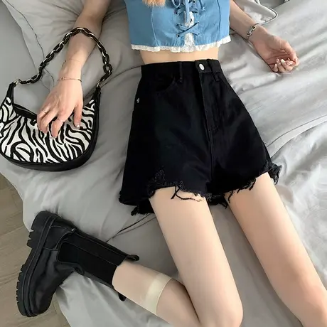 牛仔短裤女2023新款夏高腰显瘦阔腿宽松a字大码热裤潮ins夏天薄款图片