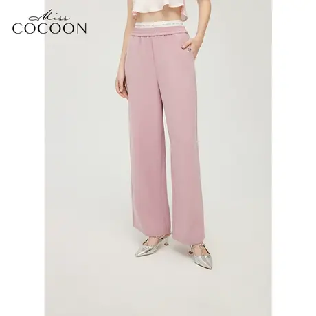 MISSCOCOON时尚阔腿裤24春新款女高腰拼接设计休闲裤图片