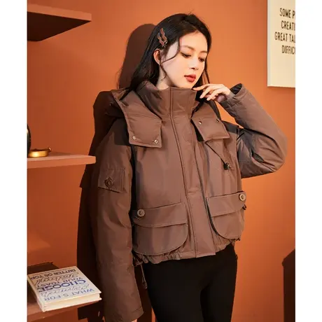 唐狮2024新款女羽绒服短款连帽防风秋冬季保暖休闲时尚显比例修身图片