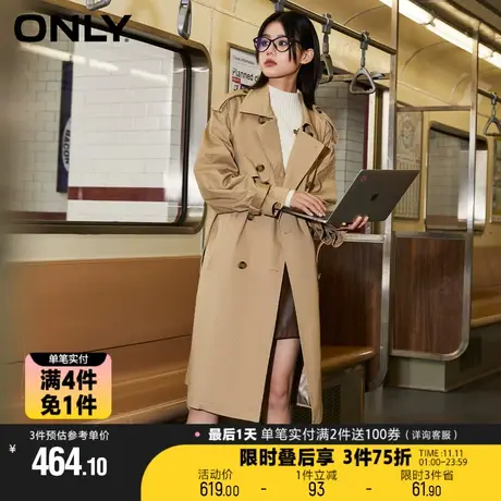 【买4免1】ONLY新款潮流休闲双排扣中长款风衣外套女|123136020图片