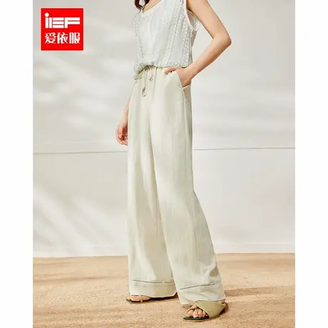 IEF/爱依服裤子2025夏季新款简约纯色宽松百搭休闲慵懒风阔腿裤图片