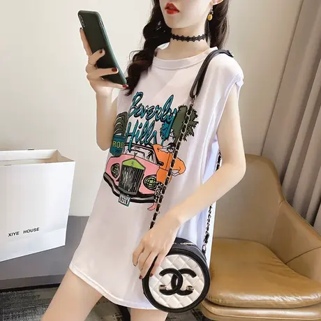 纯棉短袖T恤女装宽松2024年新款春季洋气中长款设计感打底衫爆款图片