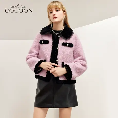 missCOCOON小香风外套女2022年新款冬季时尚短款洋气羊毛皮草上衣图片