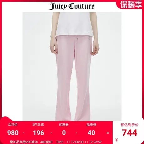 Juicy Couture橘滋休闲裤女2023秋冬新款美式宽松直筒微喇针织裤图片