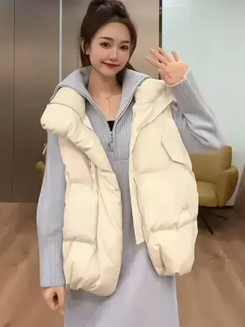 韩版宽松羽绒棉马甲棉服女外穿短款百搭马夹坎肩冬季加厚背心外套图片