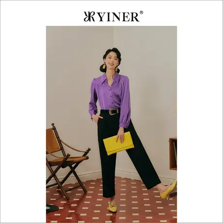 【1996系列】YINER音儿女装冬季通勤风长裤直筒职场休闲裤图片