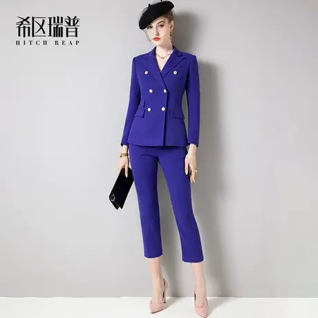 希区瑞普高端气质西装套装2024年春季新款女修身职业裤装两件套图片