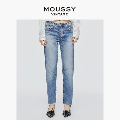 MOUSSY VINTAGE 2025夏季新品低腰破洞直筒牛仔裤女540GSC11-1040图片