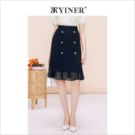 【醋酸抗皱】YINER音儿线上专选女装2023夏季通勤网纱半身裙图片