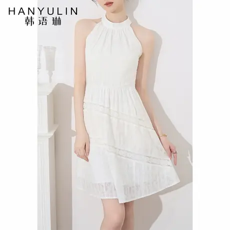 法式连衣裙女2025新款夏季设计感小众气质高级感白色无袖收腰裙子图片