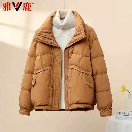 雅鹿2024新款羽绒服女短款宽松冬季加厚特价休闲冬季女款立领外套图片