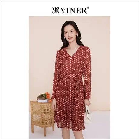 YINER音儿线上专选女装2023春季法式茶歇连衣裙气质高级感图片
