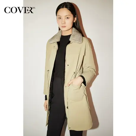 COVER冬季线条感收腰整貂内胆皮草大衣图片