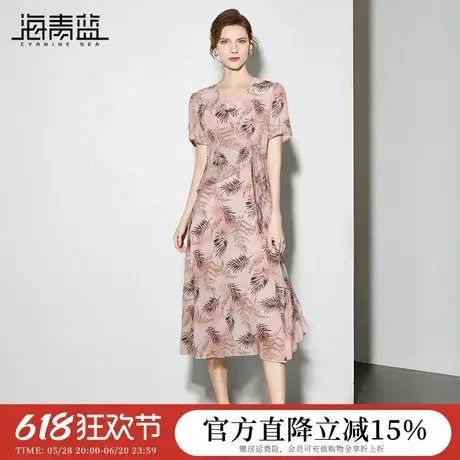 海青蓝 连衣裙夏女2025新款女装时尚高级设计感小众中长款裙子图片