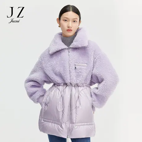 【百亿补贴官方直播】玖姿冬季新款颗粒绒拼接抽绳羽绒服图片