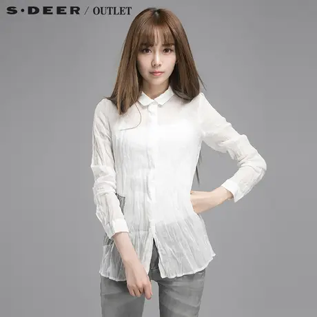 sdeer圣迪奥 绣线几何图形苎麻衬衫S15180568图片