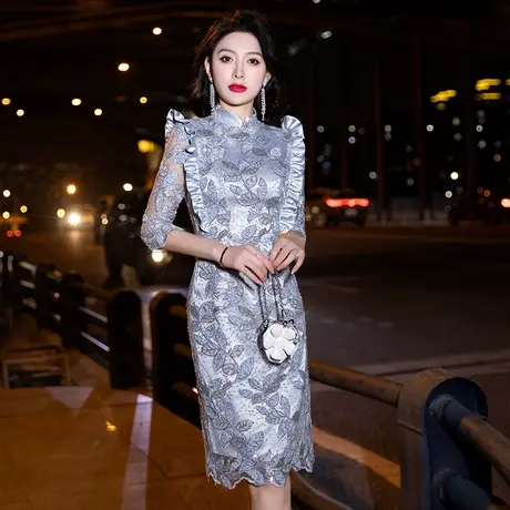旗袍晚礼服女士小礼服气质高级感轻奢高端名媛正式场合宴会连衣裙图片