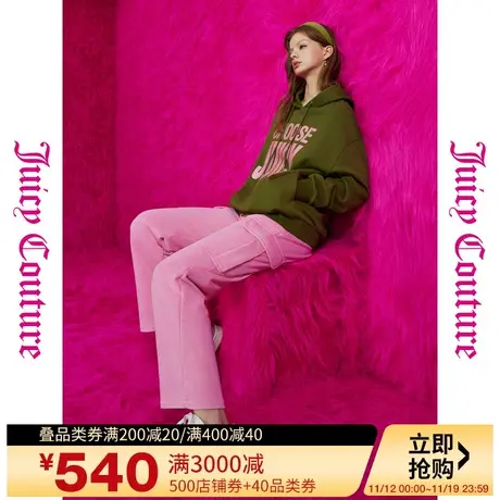 Juicy Couture橘滋秋季装女2023年款半糖主义logo刺绣水洗休闲裤图片