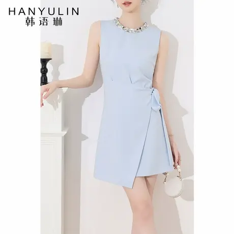 法式气质连衣裙女2025新款夏季设计感小众修身小个子短款无袖裙子图片