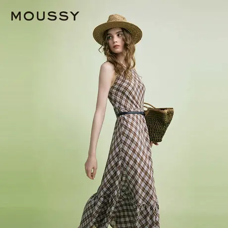 【呼呼专享】MOUSSY 复古港风菱格纹无袖连衣裙女028ISA33-3961图片