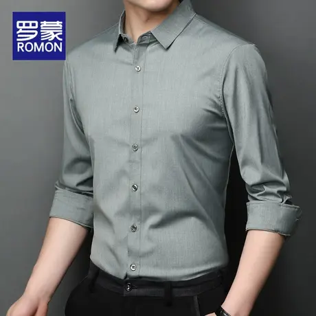 罗蒙春季易打理长袖衬衫男2025新款弹力免烫商务休闲工装衬衣春秋图片