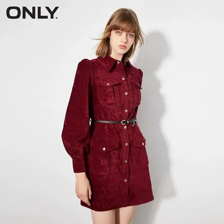 ONLY冬季法式别致灯芯绒裙子收腰遮肉显瘦连衣裙女图片