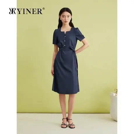 【天丝系列】YINER音儿专选夏季莱赛尔法式优雅U领连衣裙图片