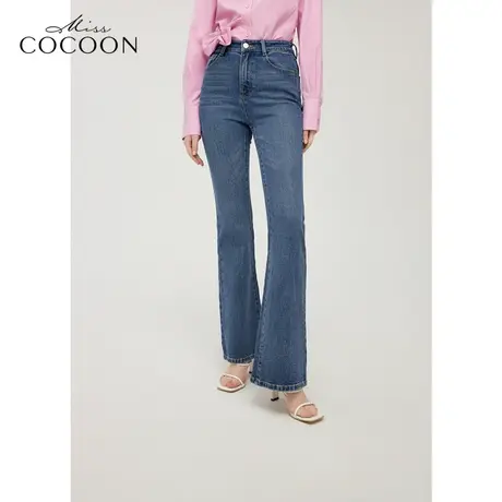 MISSCOCOON复古牛仔裤女24春季新款后开叉微喇休闲裤图片