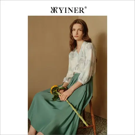 YINER音儿2023春季时尚高腰显瘦伞形A字裙半身裙图片