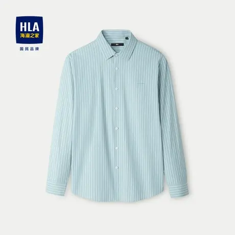 HLA/海澜之家无痕科技长袖休闲衬衫2024春夏新款竖条纹弹力衬衣男图片