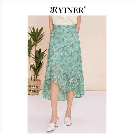 YINER音儿女装夏季法式优雅不规则绣花半身裙图片