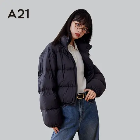 A21女装羽绒服秋冬新款立领宽松百搭慵懒风鸭绒保暖外套防风户外图片