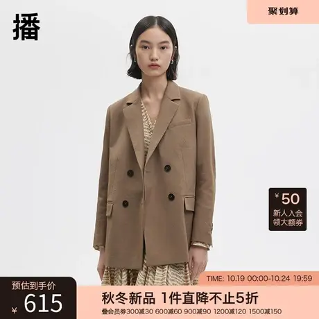 播春秋新款气质腰带翻领双排扣西装女BDP3XD0121图片