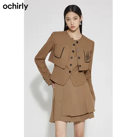 【呼呼严选专享】ochirly欧时力 学院风短款西装外套女新款秋装圆图片
