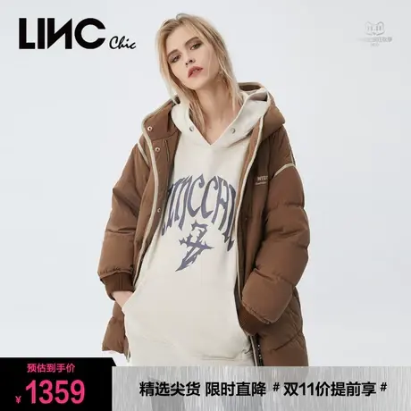 LINC金羽杰羽绒服女2023冬新款反季专柜中长款面包服女款断码清仓图片