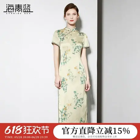 海青蓝 旗袍连衣裙夏女2025新款高级时尚气质海边出游女装裙子图片